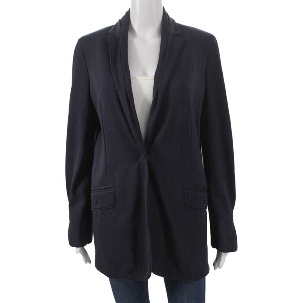 Rivamonti Womens Overcoat Silk Blue Button Long Sleeve Classic Fall Size L